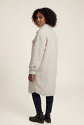 Beige Cream Longline Button-front Teddy Coat with Chest Pockets - Photo 2