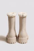 Faux-Fur Lined Ankle Boots in Beige — studio angle