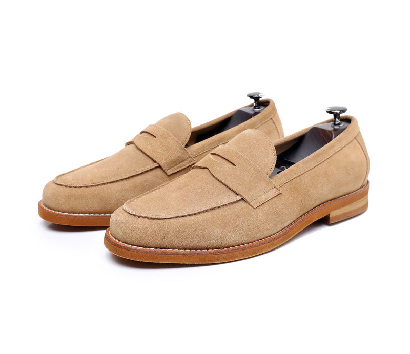 Beige Finish Classic Penny Loafers with Almond Toe - Photo 3