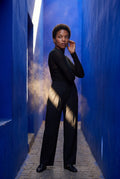 Black High-waisted Pleated Tapered Trousers with Tailored Waistband - Photo 10