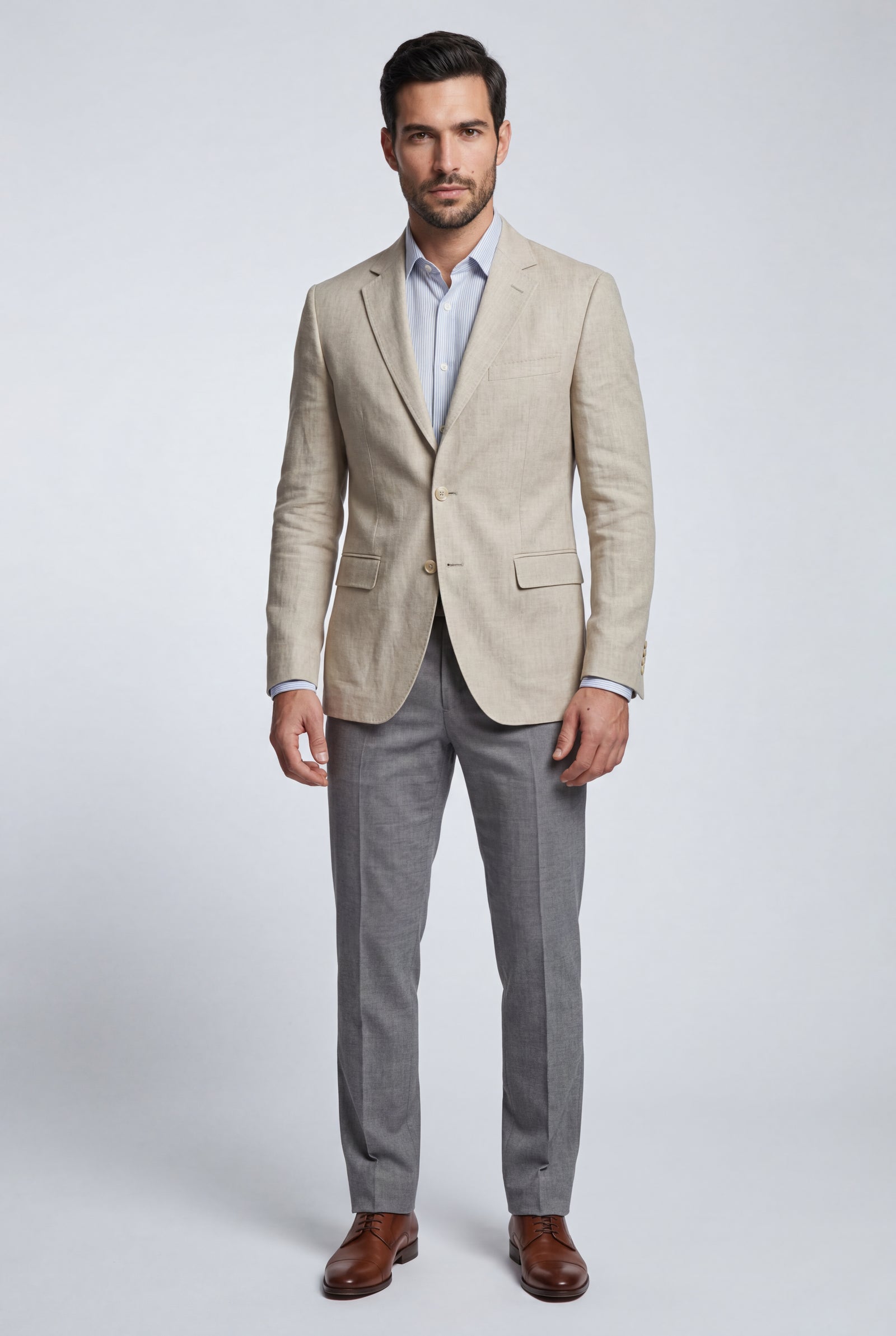 Beige Lightweight Tailored Single-breasted Blazer - Tailored blazers - Photo 1