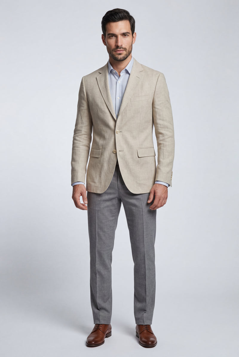 Beige Lightweight Tailored Single-breasted Blazer - Tailored blazers - Photo 1