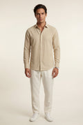 Beige Lightweight Textured Regular Fit Long Sleeve Shirt - Casual Shirts - Photo 8