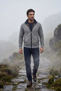 Light Gray Marled Full-zip Mock Neck Cardigan with Ribbed Trim - Gilet - Photo 11