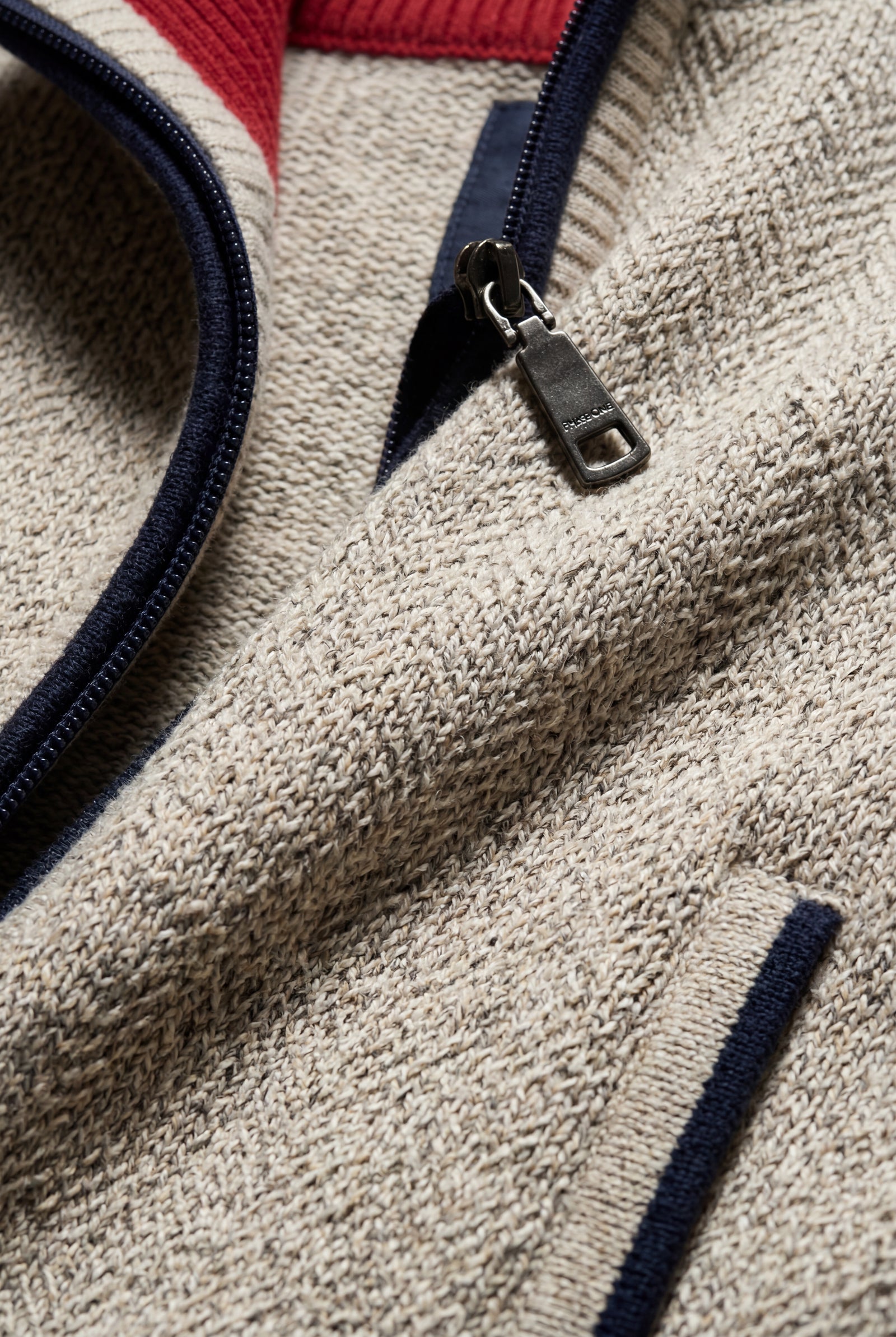 Beige Marled Full-zip Mock Neck Cardigan with Ribbed Trim - Gilet - Photo 8