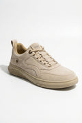 Beige Men's Minimalist Slip-On Lace-Up Sneakers with Cushioned Sole - Slip on sneakers - Photo 1