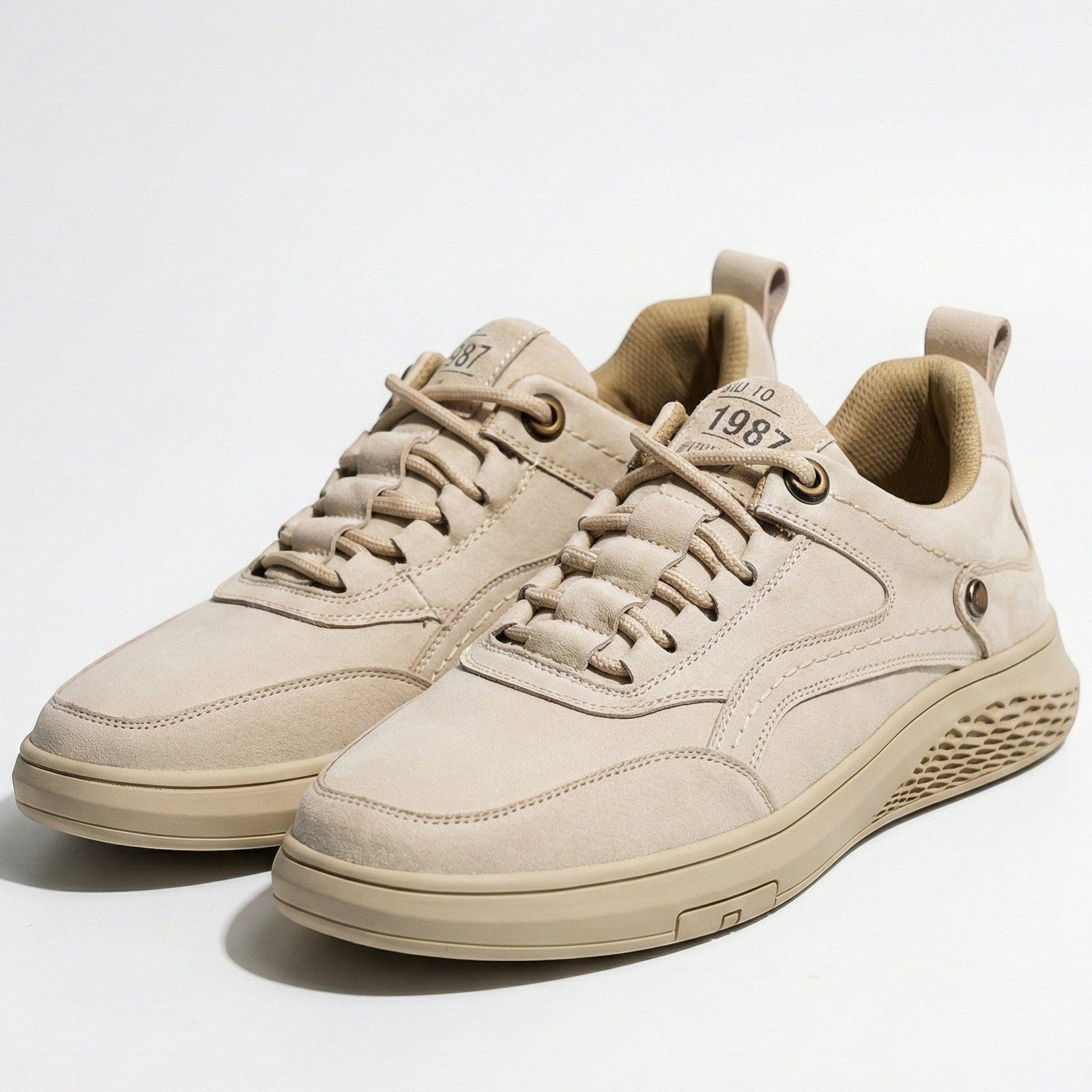 Men's Minimalist Slip-On Lace-Up Sneakers with Cushioned Sole - Slip on sneakers - Photo 3