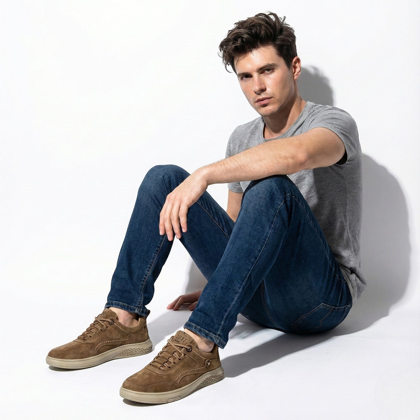 Men's Minimalist Slip-On Lace-Up Sneakers with Cushioned Sole - Slip on sneakers - Photo 6