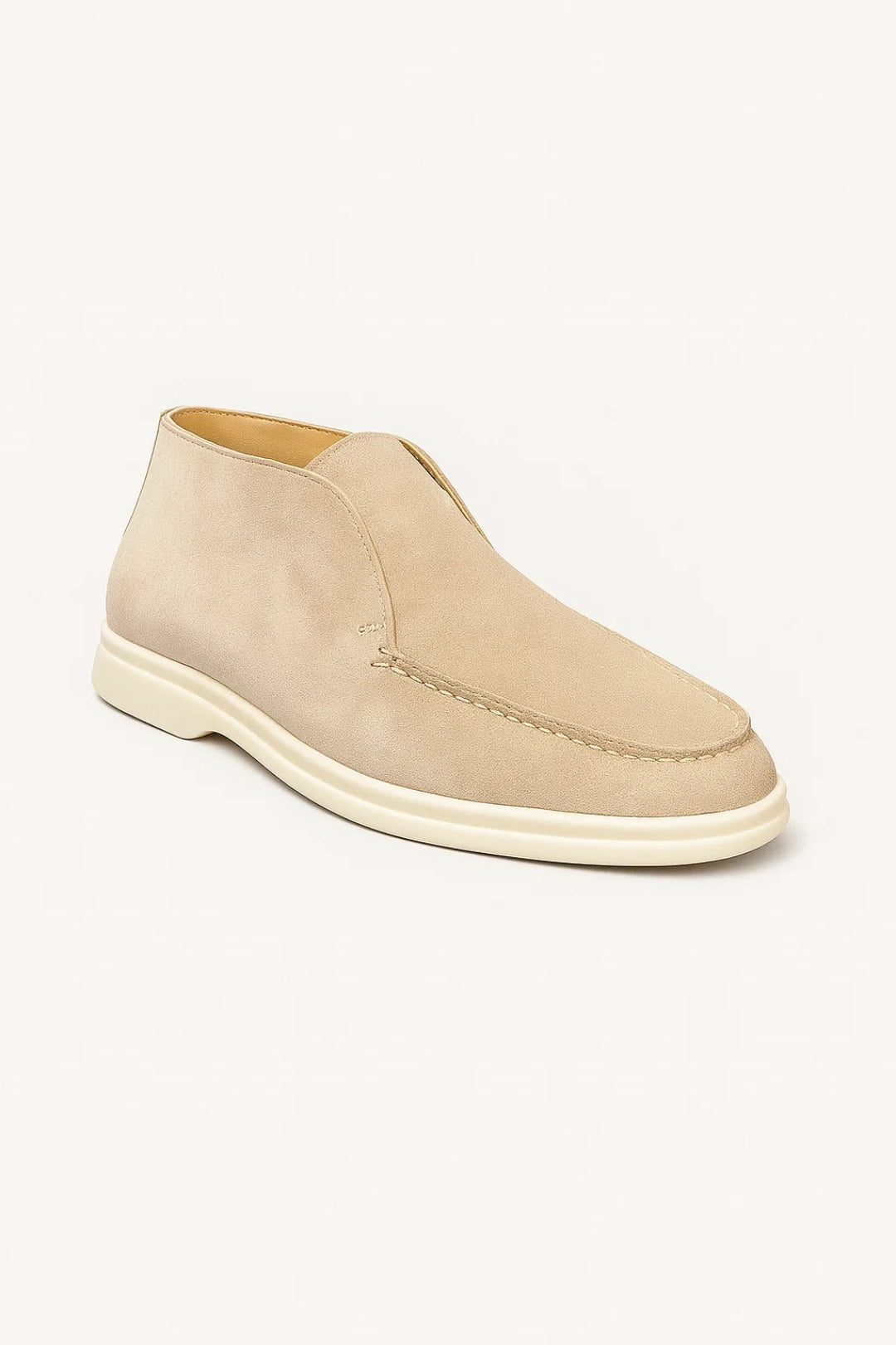 Beige Mid-top Slip-on Loafer with Moccasin Stitching - Loafers - Photo 5