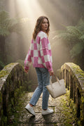 Pink Oversized Checkered Crewneck Chunky Sweater - Oversized sweater - Photo 11