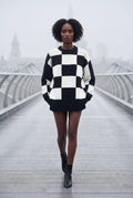 Black Oversized Checkered Crewneck Chunky Sweater - Oversized sweater - Photo 26