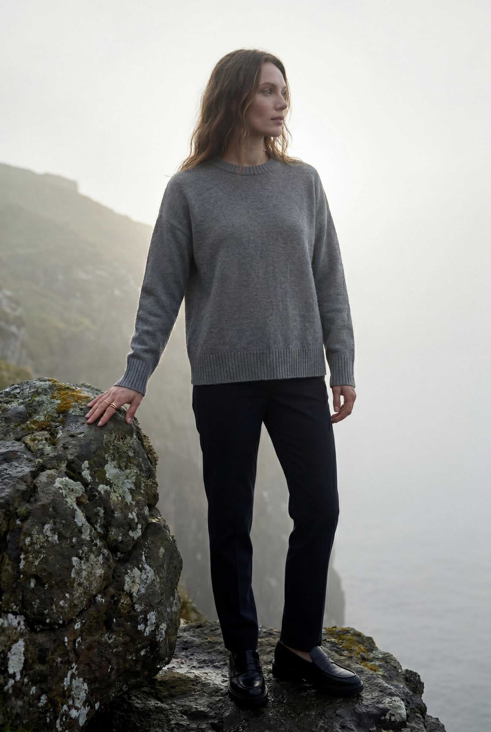 Gray Oversized Ribbed Crewneck Sweater - Oversized sweater - Photo 10