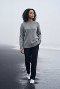 Light Gray Oversized Ribbed Crewneck Sweater - Oversized sweater - Photo 8
