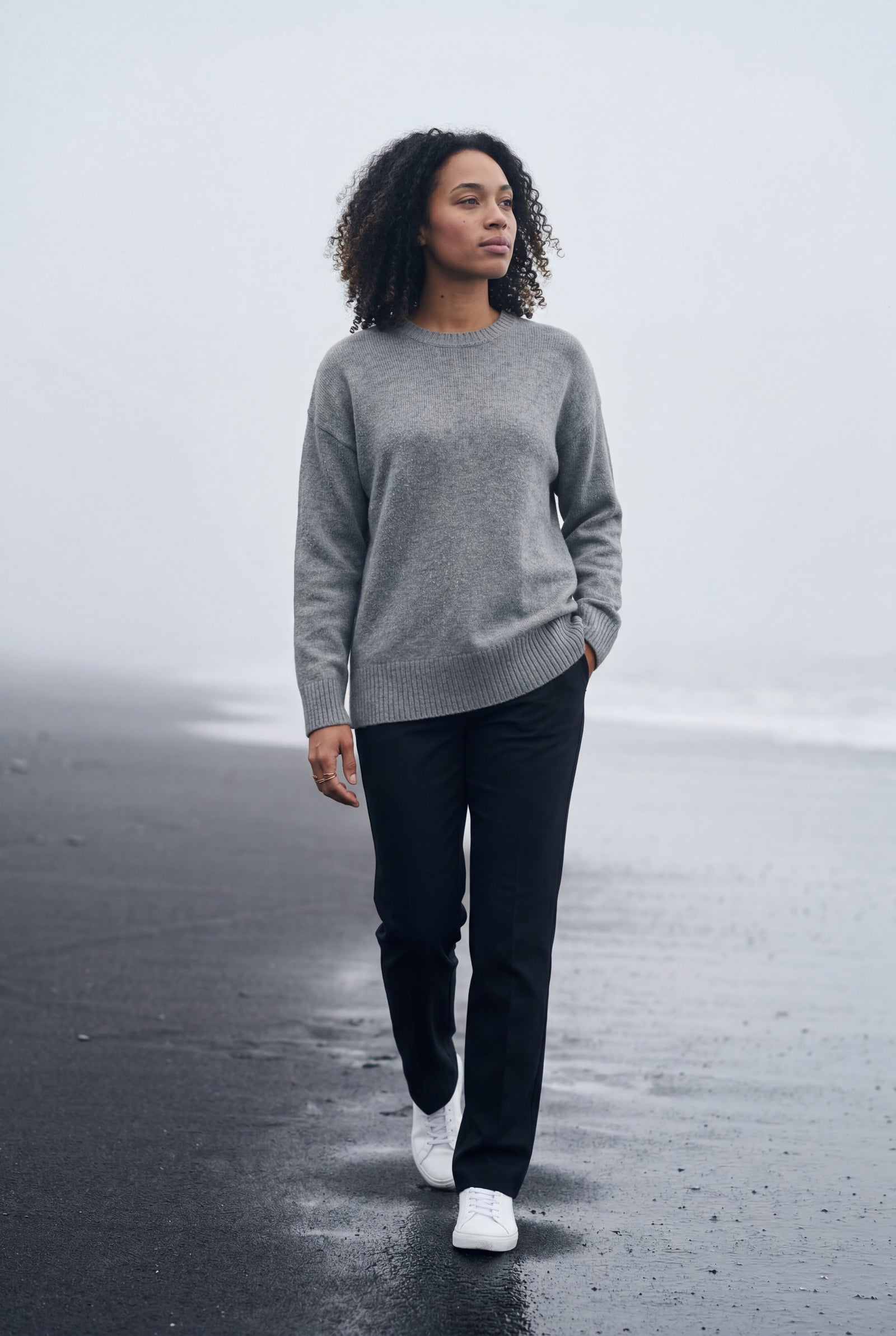 Light Gray Oversized Ribbed Crewneck Sweater - Oversized sweater - Photo 8