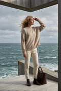 Beige Oversized Ribbed Crewneck Sweater - Oversized sweater - Photo 9