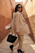 Beige Oversized Tailored Single-breasted Blazer with Notched Lapels - Oversized blazers - Photo 8