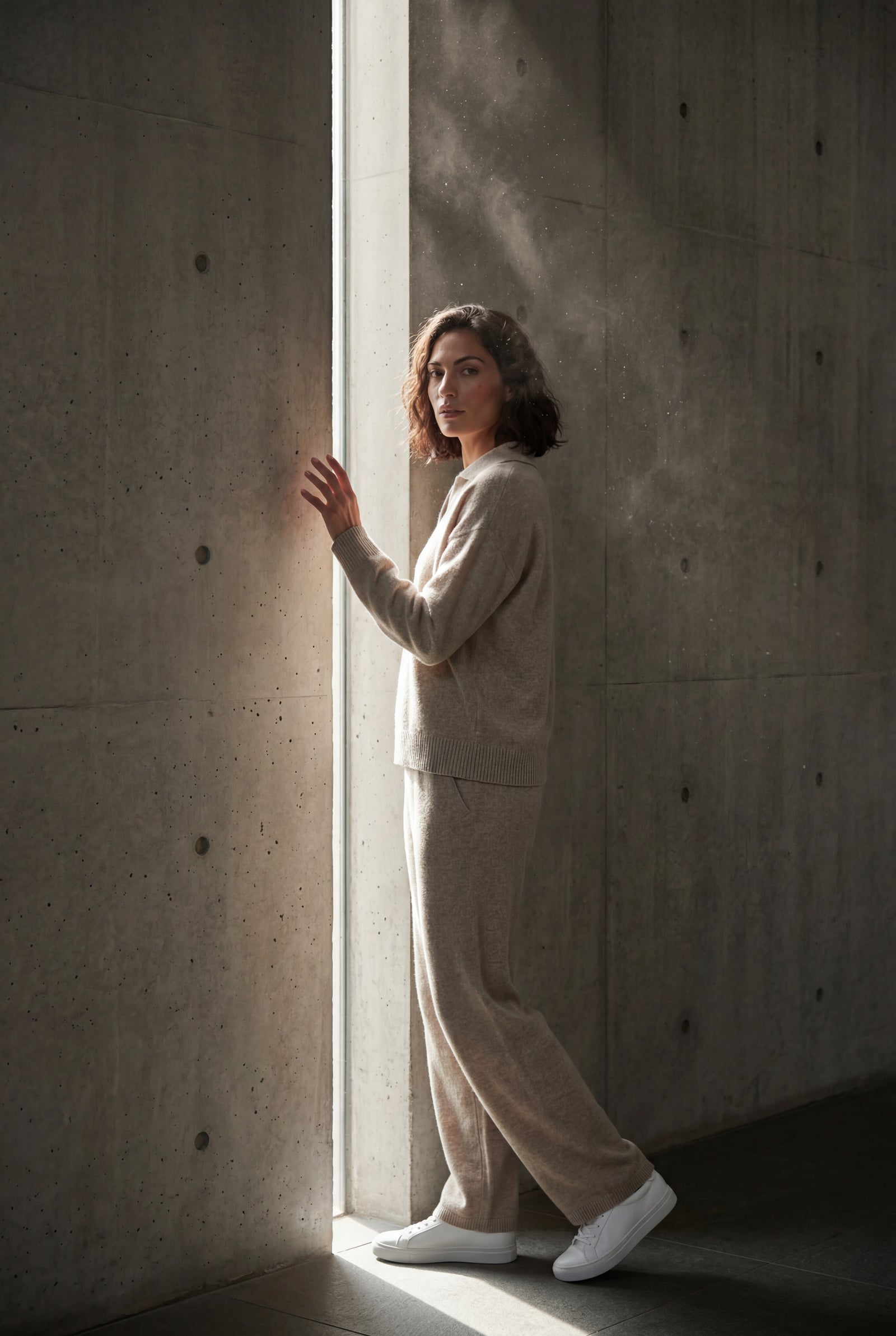 Taupe Relaxed Collared Pullover Wide-leg Lounge Set - Leisure set - Photo 12