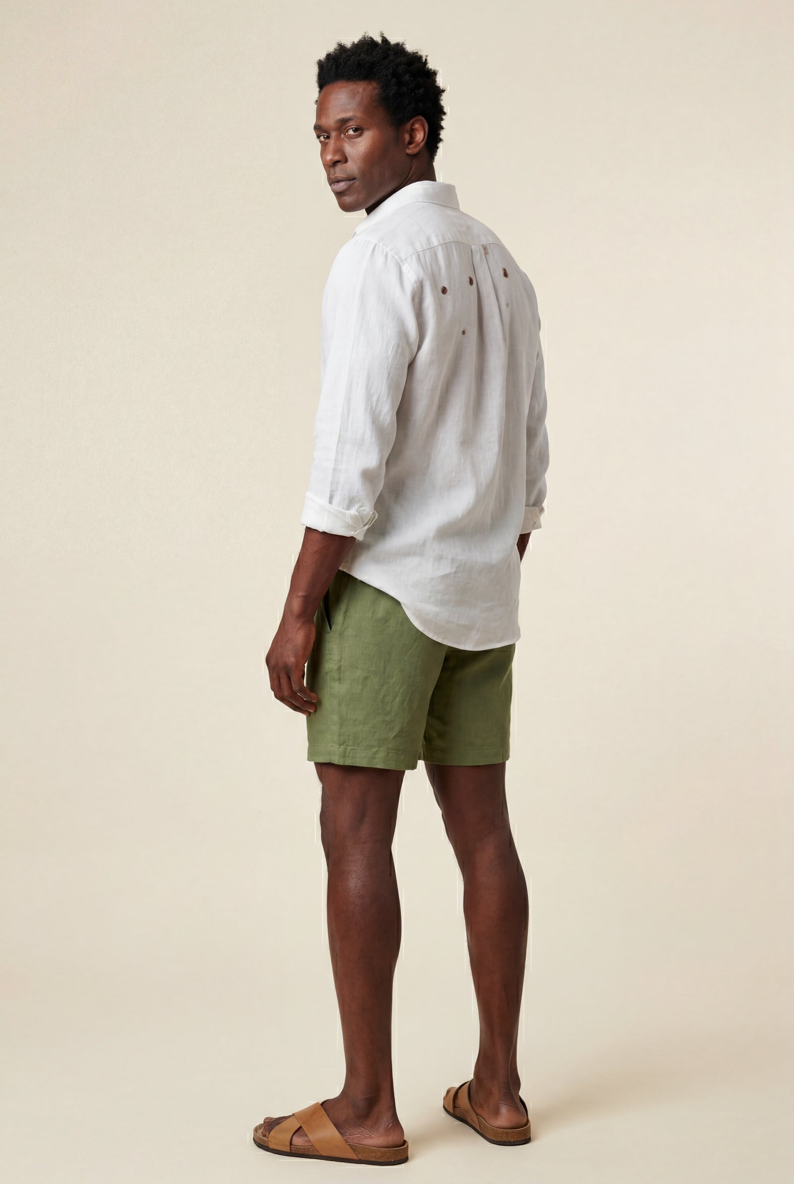 Green Relaxed Fit Drawstring Waist Shorts with Side Pockets - Relaxed fit shorts - Photo 10