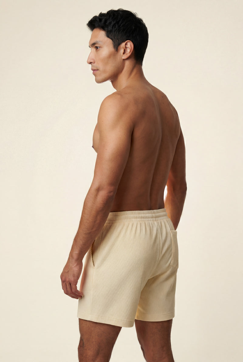 Beige Relaxed Fit Drawstring Waist Shorts with Side Pockets - Relaxed fit shorts - Photo 4