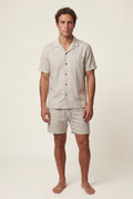 Beige Relaxed Short Sleeve Shirt and Drawstring Shorts Set - Summer set - Photo 2