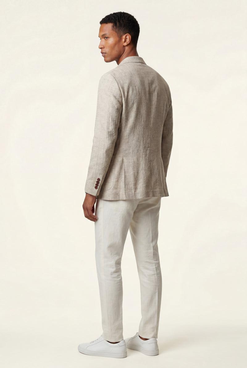 Beige Slim Tailored Two-button Blazer with Notched Lapel - Slim fit blazer - Photo 2