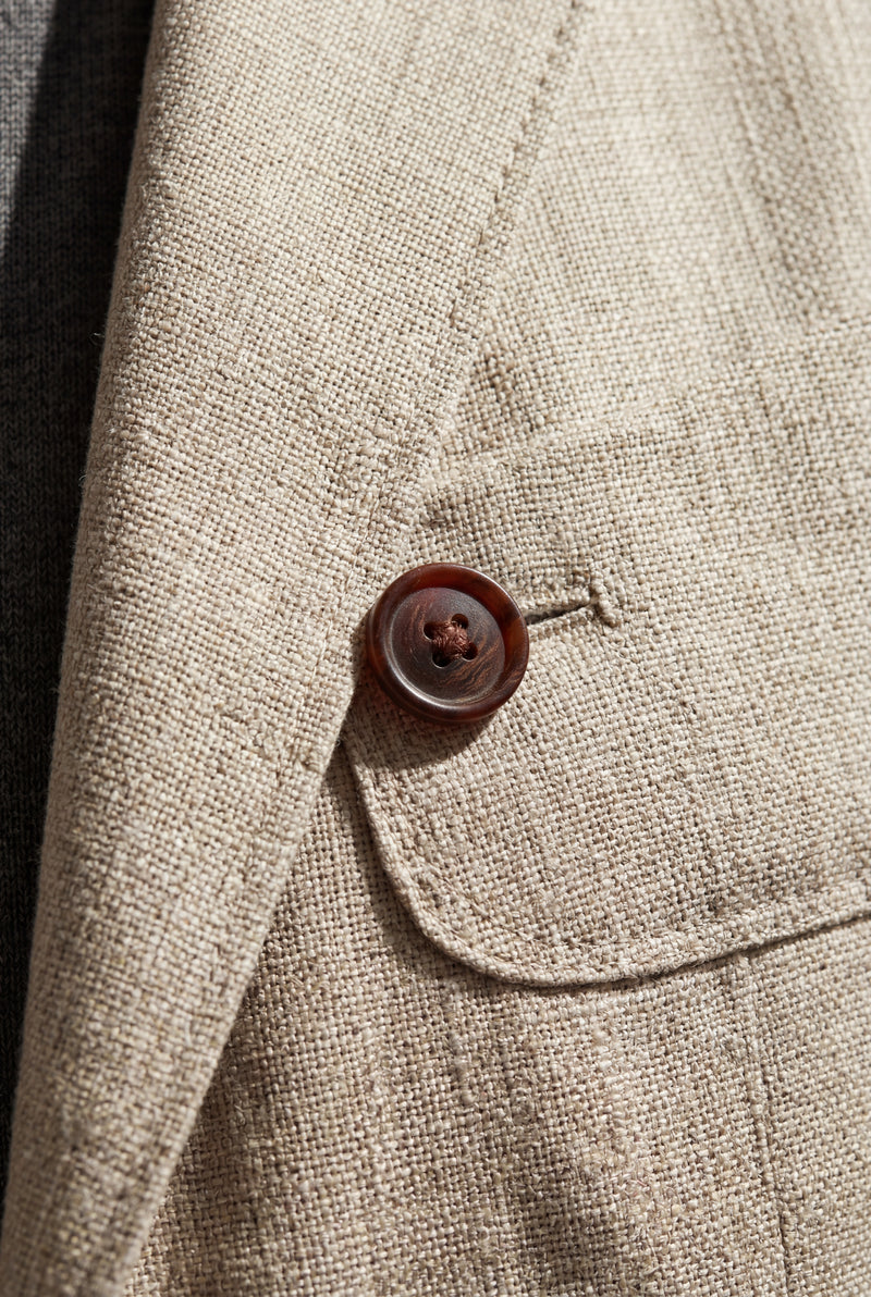 Beige Slim Tailored Two-button Blazer with Notched Lapel - Slim fit blazer - Photo 4