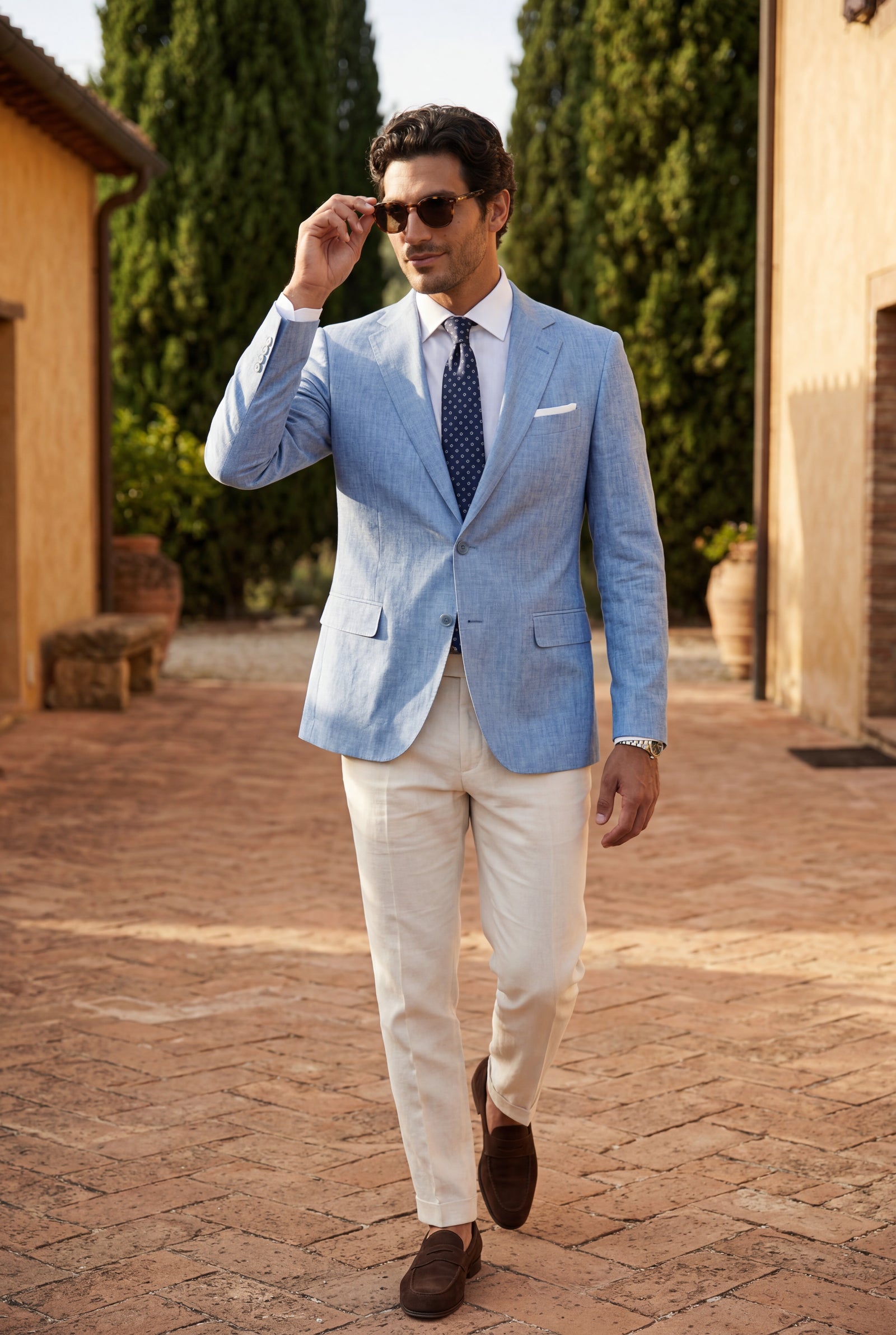 Blue Slim Tailored Two-button Blazer with Notched Lapel - Slim fit blazer - Photo 5
