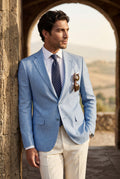 Blue Slim Tailored Two-button Blazer with Notched Lapel - Slim fit blazer - Photo 7