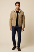 Beige Structured Trucker Jacket with Collar - Lined jackets - Photo 8