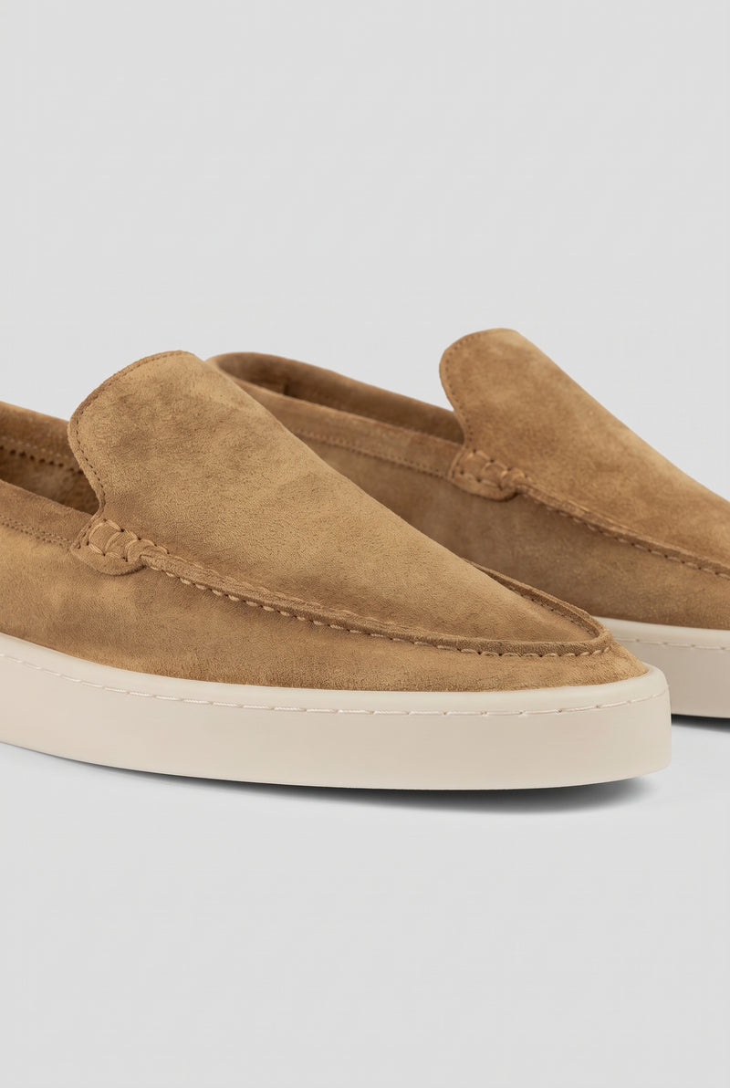 Suede Slip-On Sneaker in Beige — studio detail