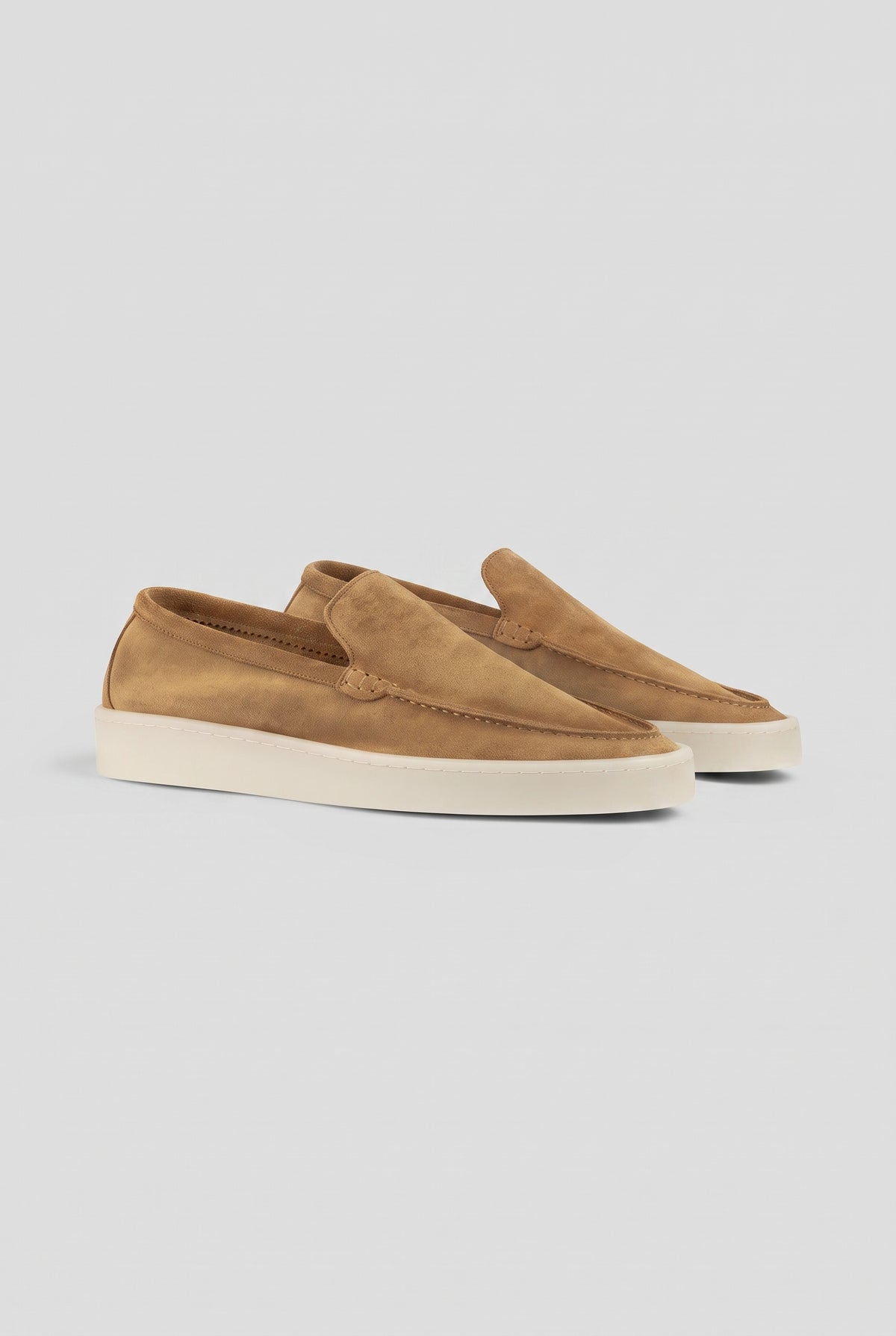 Suede Slip-On Sneaker in Beige — studio front