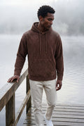 Brown Texture Hooded Pullover Jacket with Kangaroo Pocket - Hooded jackets - Photo 13