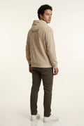 Beige Texture Hooded Pullover Jacket with Kangaroo Pocket - Hooded jackets - Photo 3