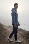 Blue Texture Hooded Pullover Jacket with Kangaroo Pocket - Hooded jackets - Photo 6