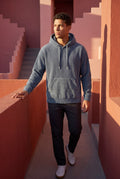 Blue Texture Hooded Pullover Jacket with Kangaroo Pocket - Hooded jackets - Photo 9