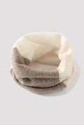 Two-Tone Cashmere Neck Warmer in Beige — studio front