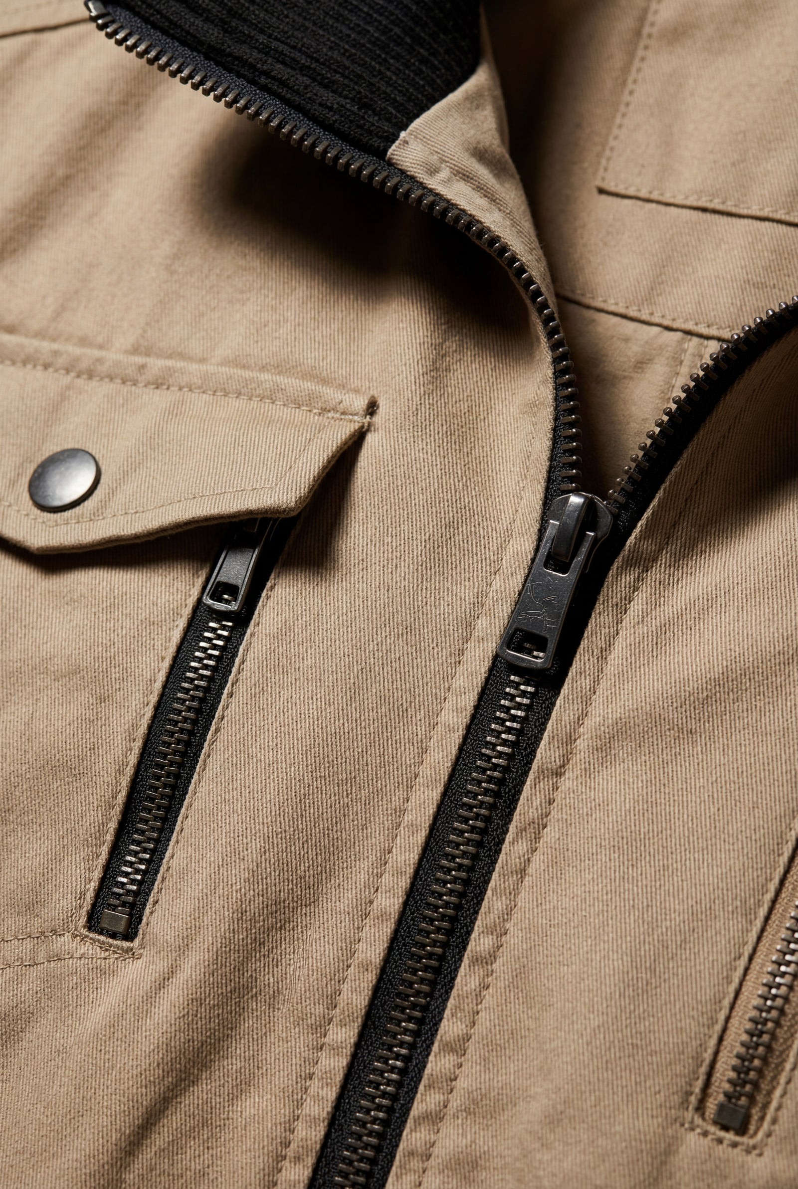 Beige Utility Zip Pocket Bomber Jacket with Epaulettes - Photo 11