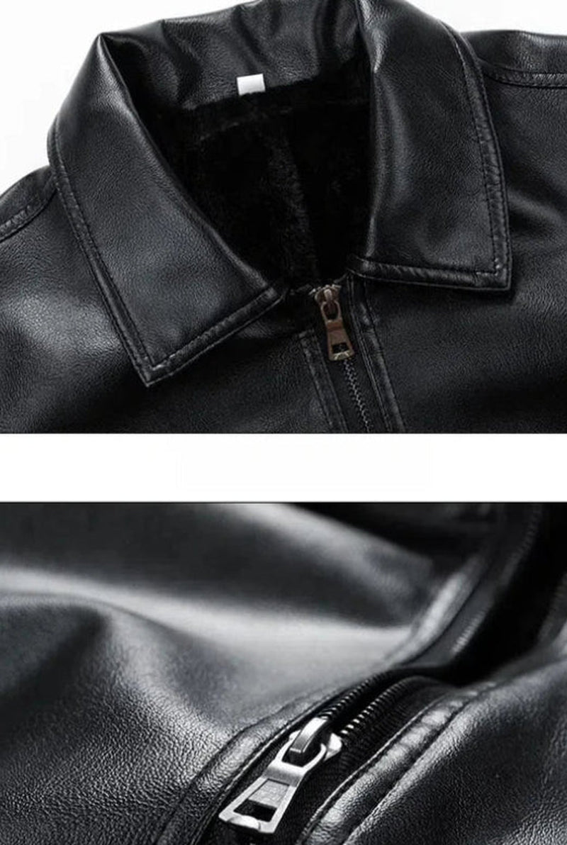 Vegan Leather Bomber Jacket in Beige — back