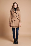 Women's Coat Fur-Lined Elegant in Beige — elegant coat studio