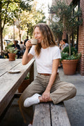 Women's Jeans High Waist Barrel Leg in Beige — weekend cafe