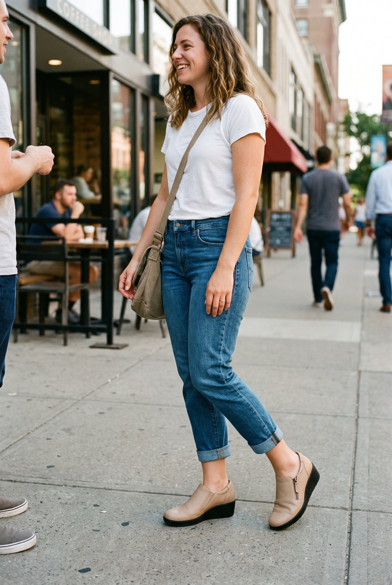 Women's Slip-On Shoes in Beige — secondary lifestyle