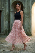 Pink 3d Polka Dot Applique A-line Midi Skirt - Tulle skirt - Photo 17