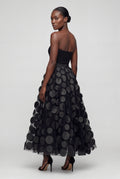 Black 3d Polka Dot Applique A-line Midi Skirt - Tulle skirt - Photo 6