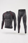 Stretch Knit Base Layer Set in Black and Red — studio front