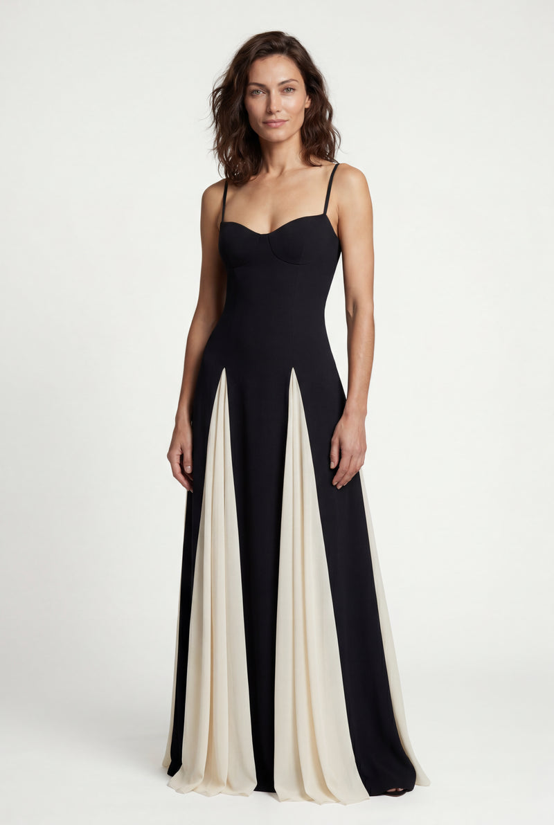 Black Asymmetrical Color-block Black Maxi Dress - Photo 2