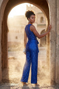 Blue Belted Sleeveless Wide-leg Jumpsuit - Sequin jumpsuit - Photo 22