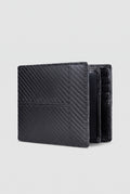 RFID-Blocking Leather Bifold Wallet in Black (Black 2) — studio front