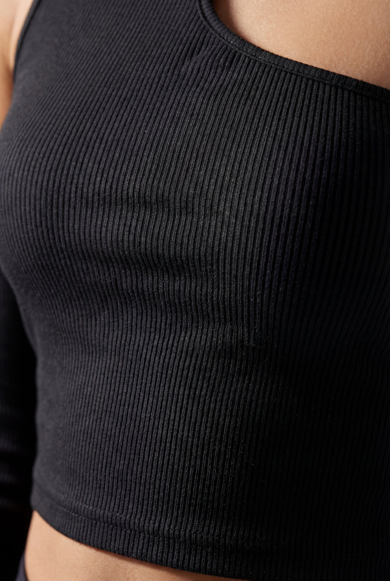 Black Black Asymmetric One-shoulder Cropped Tank Top - Tank tops - Photo 4