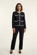 Black Black Bouclé Trim Button-front Cropped Jacket - Casual jackets - Photo 1
