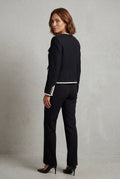 Black Black Bouclé Trim Button-front Cropped Jacket - Casual jackets - Photo 2